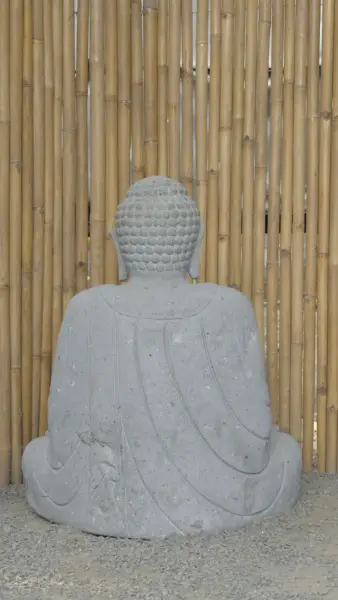 Product image 7 of the product “Seated Japanese Buddha made of Riverstone in Dhyana position - gesture of meditation, H. 99cm ”